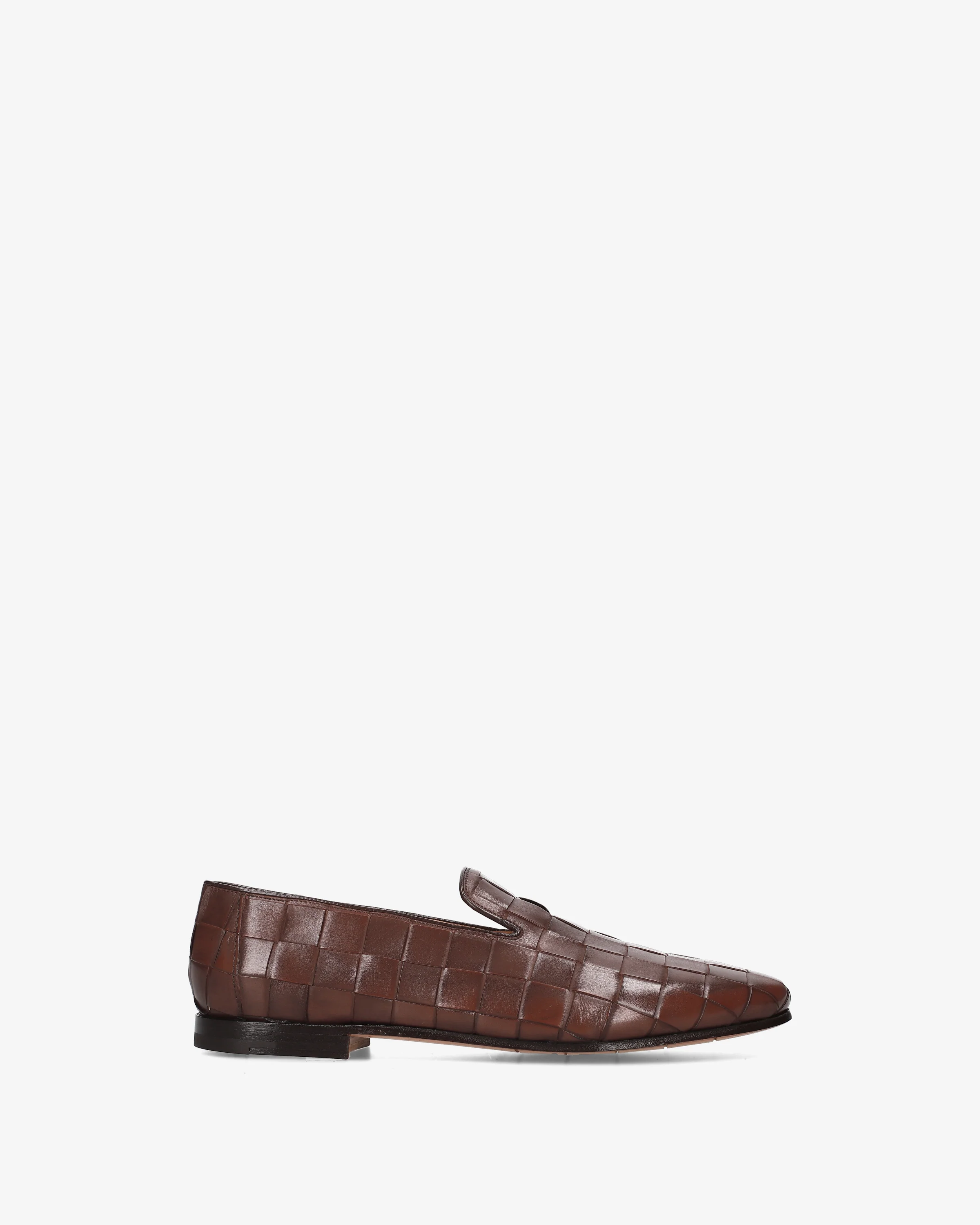 Leather loafers with a woven design