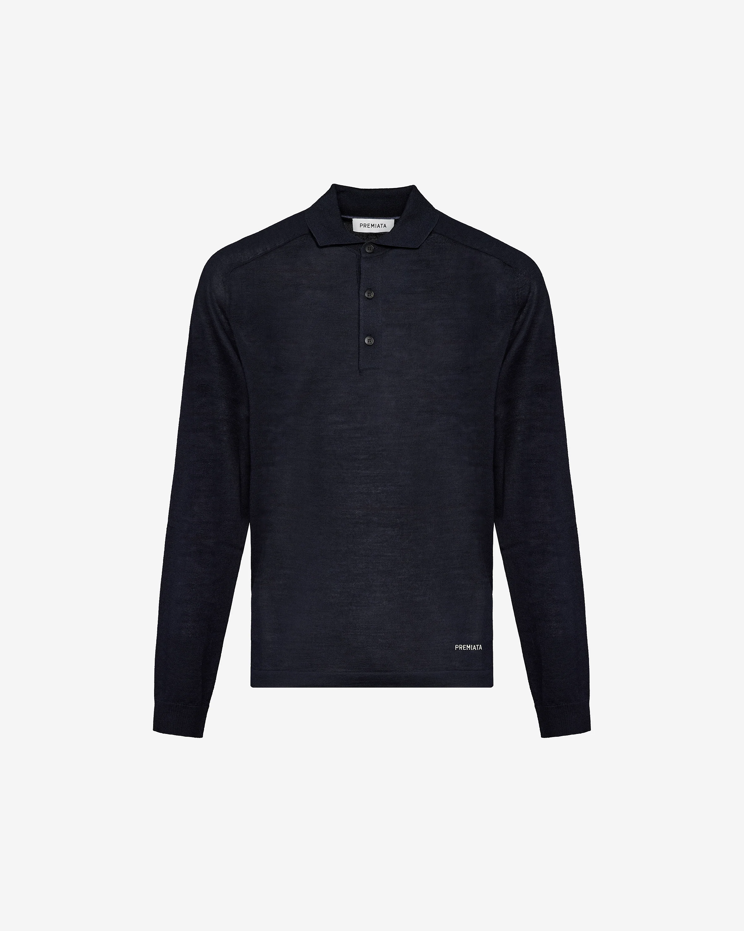 Wool and silk long sleeve polo shirt